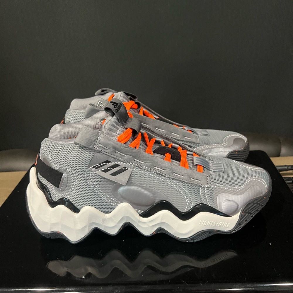 Adidas Gray Sneakers with Orange Highlights - Picture 2 of 8
